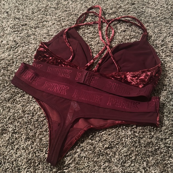 Brand new PINK set Top is Large and bottom Thong is Medium color is burgundy - Picture 2 of 2